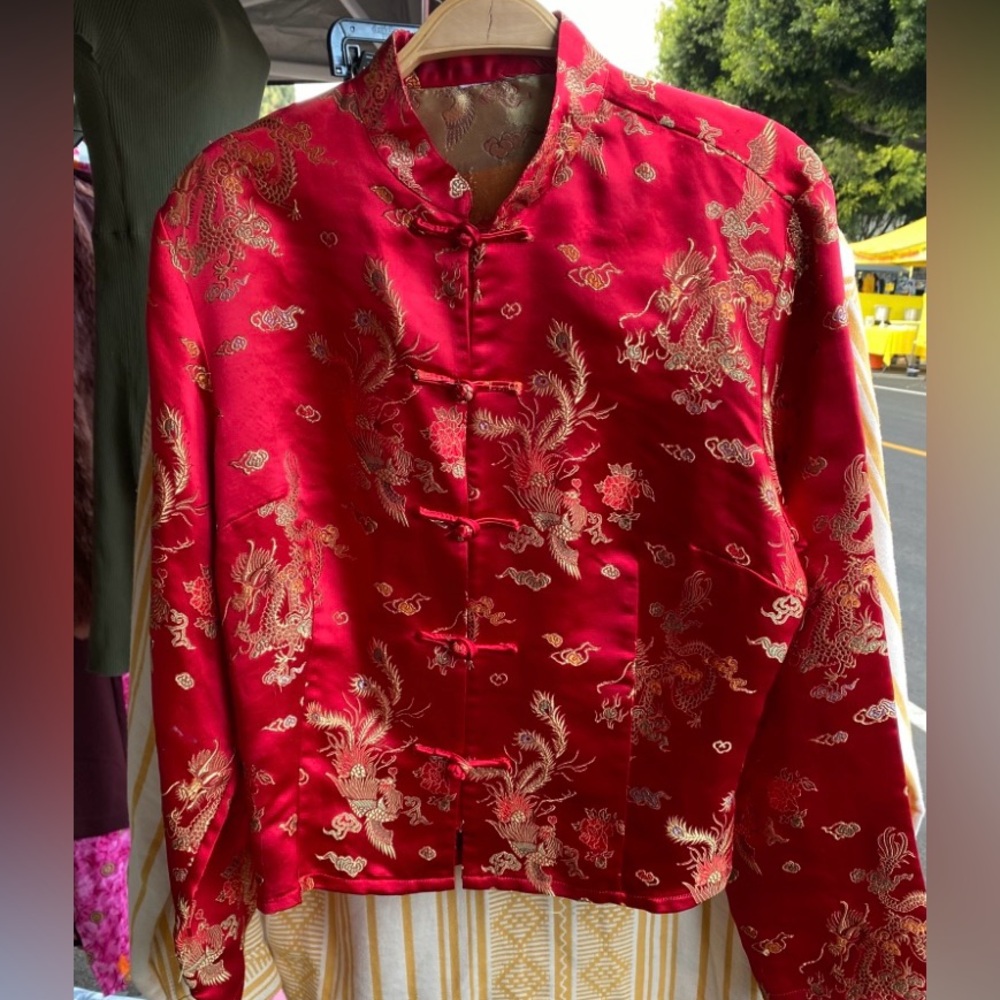 Elegant Red Embroidered Women's Jacket